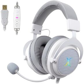FOXXRAY HAU-37 USB Gaming Headset for PC, Computer Headphones with Microphone, 7.1 Surround Sound, 50MM Dynamic Drivers, RGB Light, Wired Headphones for PS4, PS5, Laptop in Kuwait