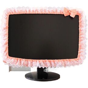 2pcs Lace Fabric Computer Frame Cover Monitor Screen Dust Bow Home Decorations(Red) in Saudi Arabia