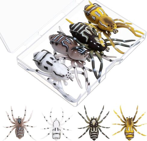 Sumind 4 Pieces Spider Lures Fishing Bass Spider Lure Freshwater Fishing Lures for Bass 1.9 Inch Length Weigh 0.2 oz in Kuwait