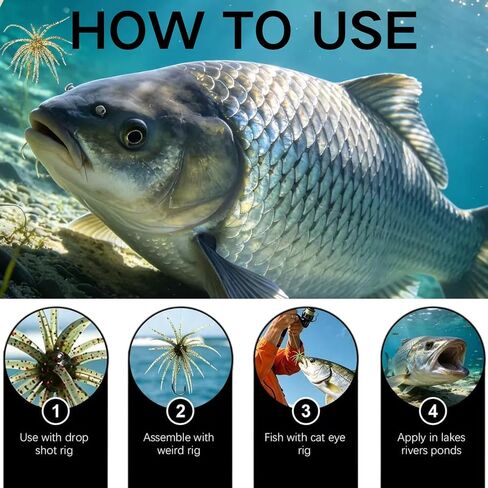 12 Pcs Sea Urchin Bait, Realistic Fuzzy Dice Fishing Lure, Creature Bait in Kuwait