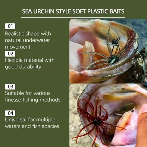 12 Pcs Sea Urchin Bait, Realistic Fuzzy Dice Fishing Lure, Creature Bait in Kuwait