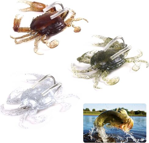 3 PCS Crab Lure, Soft Saltwater Artificial Lure, Simulation Crab Bait with Double Sharp Hooks for Sea Fishing in Saudi Arabia