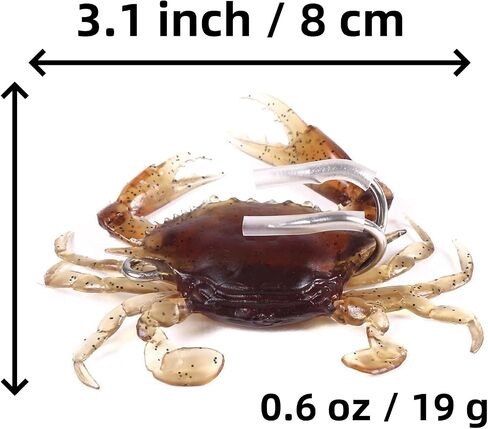 3 PCS Crab Lure, Soft Saltwater Artificial Lure, Simulation Crab Bait with Double Sharp Hooks for Sea Fishing in Saudi Arabia