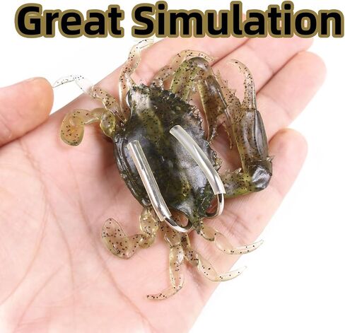 3 PCS Crab Lure, Soft Saltwater Artificial Lure, Simulation Crab Bait with Double Sharp Hooks for Sea Fishing in Saudi Arabia