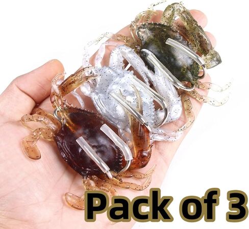 3 PCS Crab Lure, Soft Saltwater Artificial Lure, Simulation Crab Bait with Double Sharp Hooks for Sea Fishing in Saudi Arabia