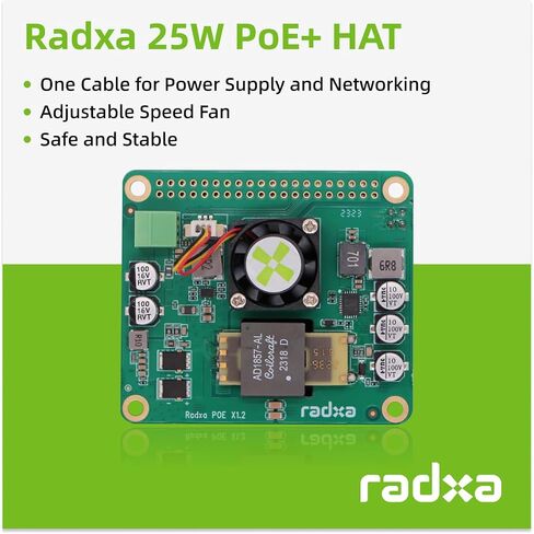 Radxa 25W PoE+ HAT, Compatible with Rock SBCs in Saudi Arabia