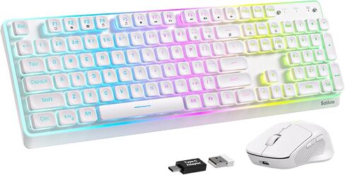 Wireless Keyboard and Mouse Combo, RGB Backlit, 10 Effects, Pudding Keycaps in Kuwait