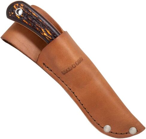 Bear & Son 6.5" Stag Delrin Ergonomic Caper Fixed Blade Knife, Made in USA in Saudi Arabia