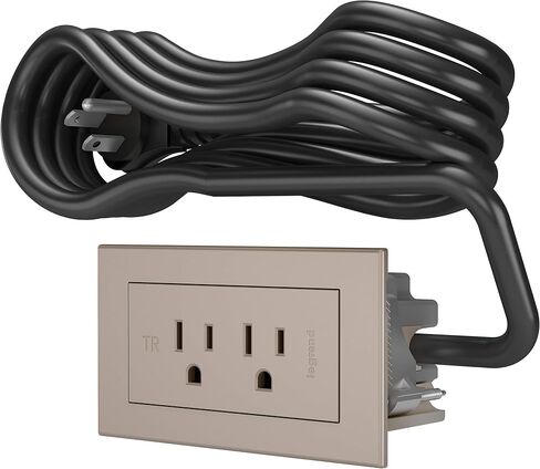 Legrand radiant Recessed Furniture Power Strip 2 Outlet Nickel 6 Ft Cord in Kuwait