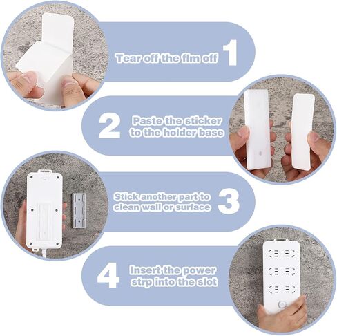 8 PCS Power Strip Holder, Self Adhesive Socket Holder Punch-Free Wall Mounted Power Strip Socket Desktop Fixer Bracket Stand for Home Office Cable Management in Saudi Arabia
