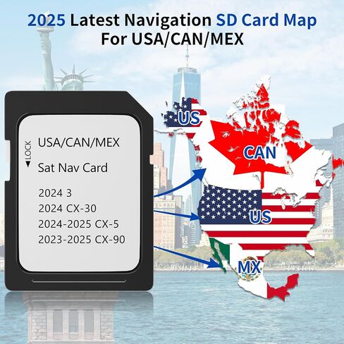 2025 Latest Navigation SD Card for Mazda-KMV666EZ1C,Compatible with Mazda CX5 2024-2025, CX30 2024, CX90 2023-2025,Mazda Navigation SD Card Updated Map for USA/CAN/MEX in Saudi Arabia
