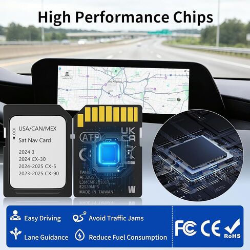 2025 Latest Navigation SD Card for Mazda-KMV666EZ1C,Compatible with Mazda CX5 2024-2025, CX30 2024, CX90 2023-2025,Mazda Navigation SD Card Updated Map for USA/CAN/MEX in Saudi Arabia