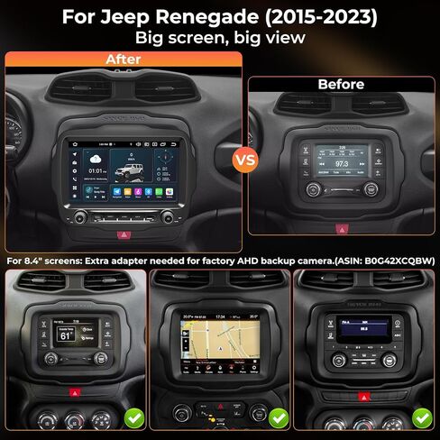 Car Radio for Jeep Renegade 2015-2023, Qualcomm 8-Core 8+128G in Kuwait