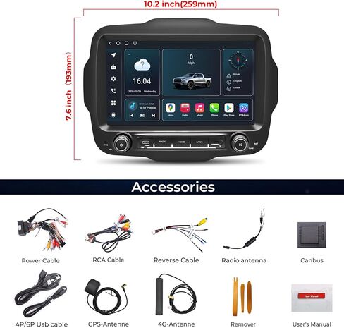 Car Radio for Jeep Renegade 2015-2023, Qualcomm 8-Core 8+128G in Kuwait