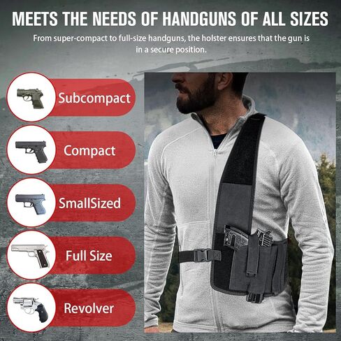 KGEWE Shoulder Holster, Adjustable Chest Holster Fits Glock 17/19/23, 1911, Beretta 92FS, Sig P320/P220, S&W M&P Shield - Right Hand, Lightweight & Comfortable for Men & Women in Saudi Arabia