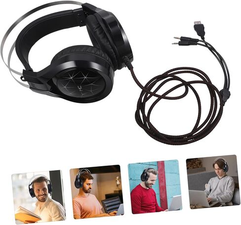 Black Wired Gaming Headset with Microphone for Computer Play in Saudi Arabia