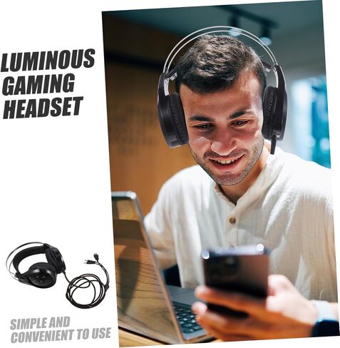 Black Wired Gaming Headset with Microphone for Computer Play in Saudi Arabia