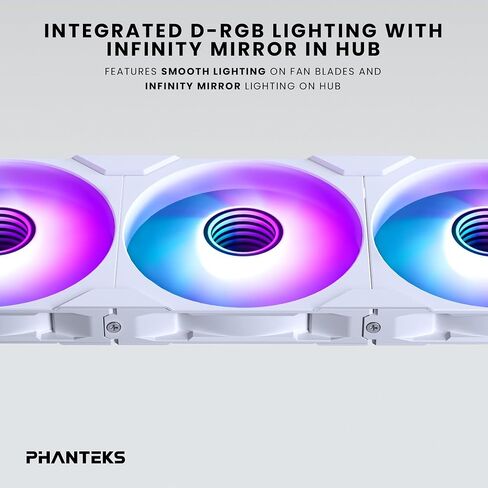 Phanteks M25-140 Gen2 Triple Pack, 3X 140mm ARGB High Performance Cooling Fans, Daisy-Chain Unified Fan Frame, Infinity Mirror hub, Single Cable Connection, White in Saudi Arabia