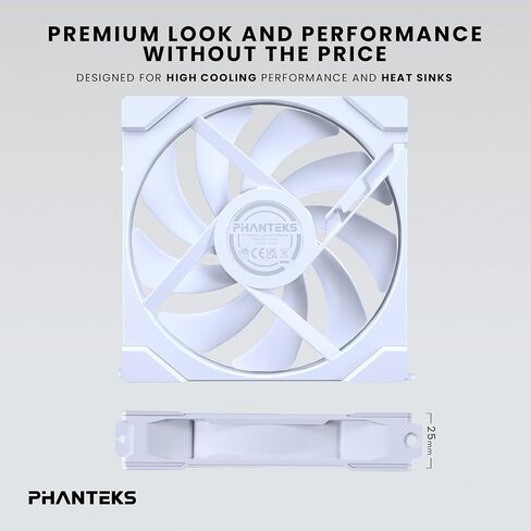 Phanteks M25-140 Gen2 Triple Pack, 3X 140mm ARGB High Performance Cooling Fans, Daisy-Chain Unified Fan Frame, Infinity Mirror hub, Single Cable Connection, White in Saudi Arabia