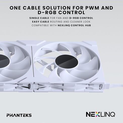 Phanteks M25-140 Gen2 Triple Pack, 3X 140mm ARGB High Performance Cooling Fans, Daisy-Chain Unified Fan Frame, Infinity Mirror hub, Single Cable Connection, White in Saudi Arabia