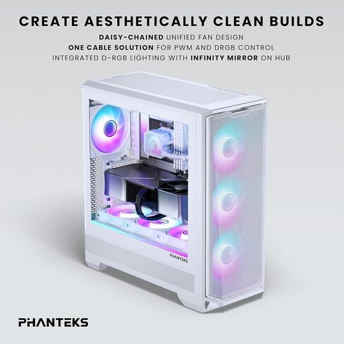 Phanteks M25-140 Gen2 Triple Pack, 3X 140mm ARGB High Performance Cooling Fans, Daisy-Chain Unified Fan Frame, Infinity Mirror hub, Single Cable Connection, White in Saudi Arabia
