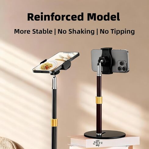 Phone Stand for Desk, Adjustable Height 9.8"-20", Full Metal Weighted Base, Small Tripod for iPhone Android with Case, Compatible with 4-7" Phones for Recording Video Call, Desk Phone Holder in Saudi Arabia