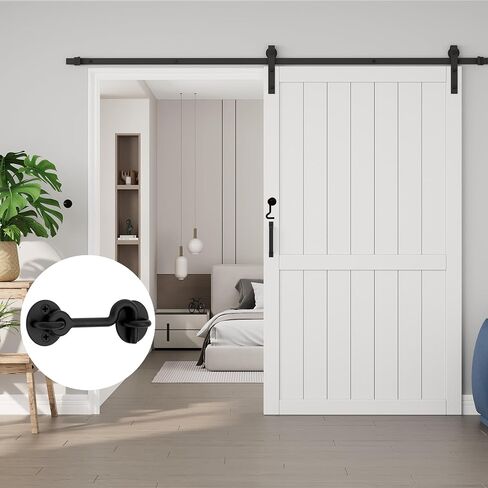 Plank Solid Wood Sliding Barn Door with Lock, 42"x84", Soft Close in Saudi Arabia