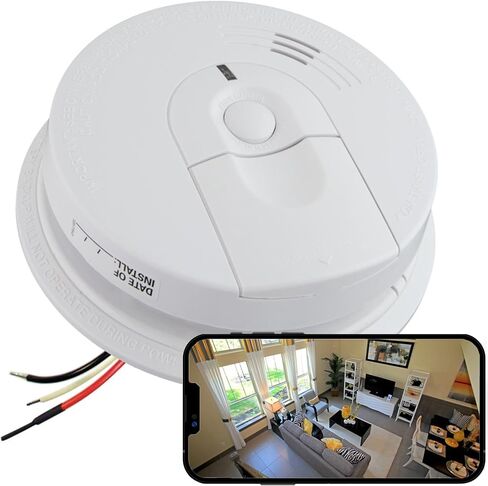 4K Smoke Alarm HD Wi-Fi Camera with Mobile Remote Viewing and Playback - 120V Wired / 4618 / Video Only (No Audio) in Kuwait
