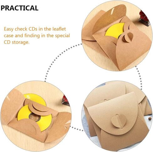 CD DVD Sleeves Envelopes for Dust Isolation and Organizing Discs Kraft Paper 50pcs Sturdy Vintage Kraft Paper Storage Cases Holder for Home and Cinema Storage in Kuwait