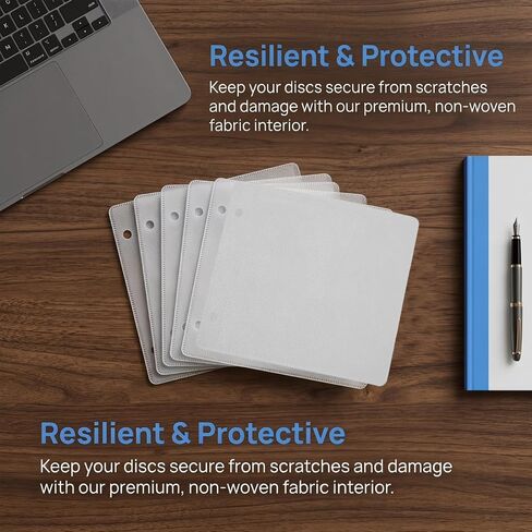 Healeved 50pcs Double Sided CD DVD Binder Sleeves, 2 Hole Pp Disc Storage Pages, Smooth Handling and Flexible Organization for Institutions and Libraries Media Storage in Kuwait