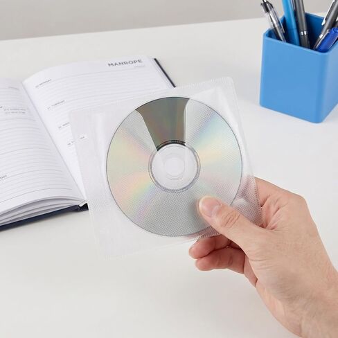 50pcs Double Sided CD DVD Binder Pages Sleeves, Pp Material Disc Pocket Sleeves for Media Storage and Protection, Instant Use Convenience for Office and Institutions, 5.75x5 Inches in Kuwait