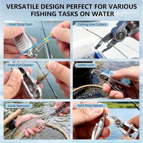 Multifunctional Fishing Line Cutters – Fly Fishing Nippers with Retractors, Stainless Steel Knot Tying Tool and Braided Line Scissors Clippers for Saltwater Freshwater Fluorocarbon Mono Lines in Kuwait