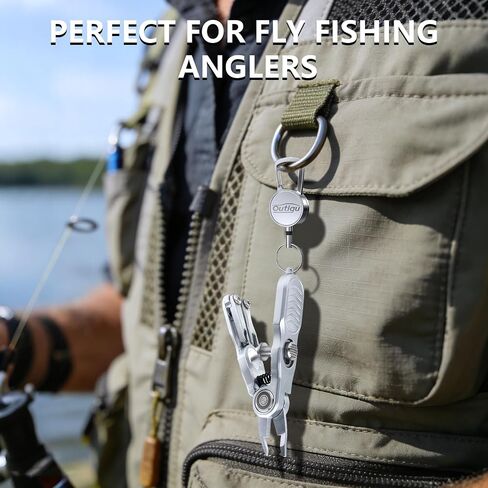 Multifunctional Fishing Line Cutters – Fly Fishing Nippers with Retractors, Stainless Steel Knot Tying Tool and Braided Line Scissors Clippers for Saltwater Freshwater Fluorocarbon Mono Lines in Kuwait