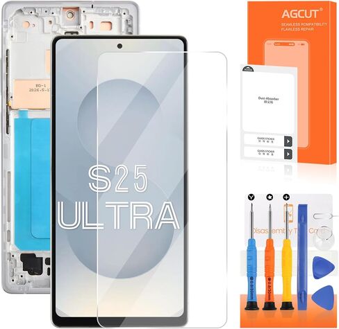 INCELL for Samsung Galaxy S25 Ultra Screen Replacement for Samsung S25 Ultra LCD Display SM-S938B SM-S938 LCD Digitizer Touch Screen Assembly Repair Part with Frame (Silver) in Kuwait
