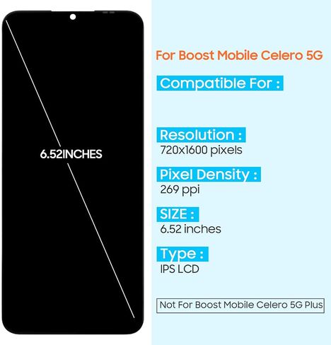 for Boost Mobile Celero 5G Screen Replacement for Celero 5G LCD Display WTCELERO Touch Screen Digitizer Full Assembly with Repair Tools (Black) in Kuwait