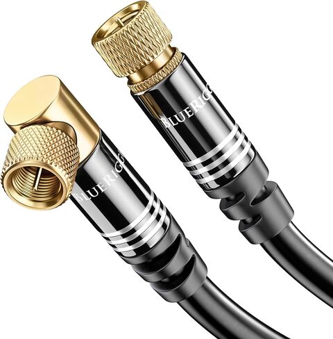 BlueRigger RG6 Digital Coaxial Audio Video Cable (50FT, 90° Angled to Straight Male F Type Connector, Triple Shielded) – Coax Cable for HDTV, CATV, DVB-T2/C/S, Modem, Radio, Satellite Receivers in Kuwait
