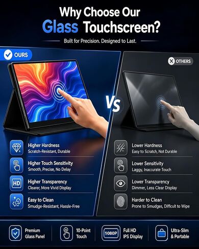 KOOFORWAY 15.6" Portable Monitor for Laptop, FHD 1080P,10-Point Touchscreen in Saudi Arabia