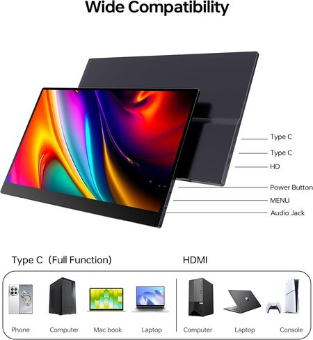 KOOFORWAY 15.6" Portable Monitor for Laptop, FHD 1080P,10-Point Touchscreen in Saudi Arabia