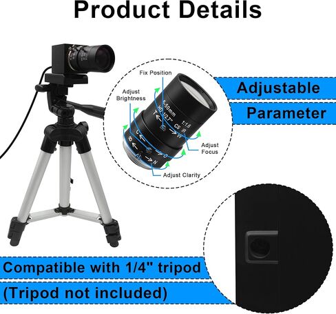 16MP USB Camera with 5-50mm Manual Varifocal Lens for Lightburn in Saudi Arabia