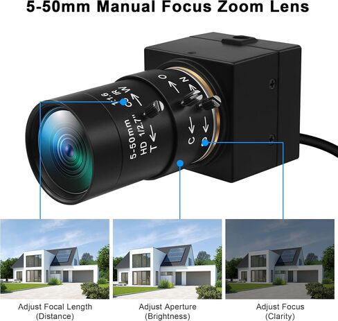 16MP USB Camera with 5-50mm Manual Varifocal Lens for Lightburn in Saudi Arabia