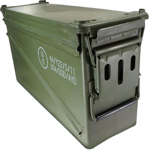 PA120 40mm Ammo Can Holder Box (Matte Olive Drab) - Waterproof Metal Storage Box w/Front Metal Latch, Swing-Out Handle – Ideal Ammo Can Surplus, Tools & Emergency Supplies in Saudi Arabia