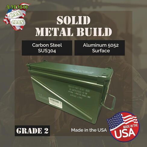 PA120 40mm Ammo Can Holder Box (Matte Olive Drab) - Waterproof Metal Storage Box w/Front Metal Latch, Swing-Out Handle – Ideal Ammo Can Surplus, Tools & Emergency Supplies in Saudi Arabia