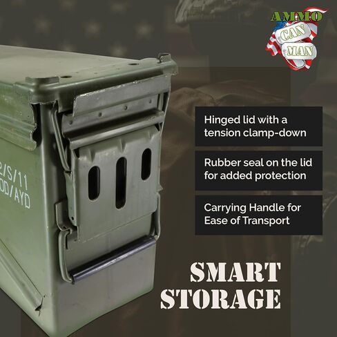 PA120 40mm Ammo Can Holder Box (Matte Olive Drab) - Waterproof Metal Storage Box w/Front Metal Latch, Swing-Out Handle – Ideal Ammo Can Surplus, Tools & Emergency Supplies in Saudi Arabia