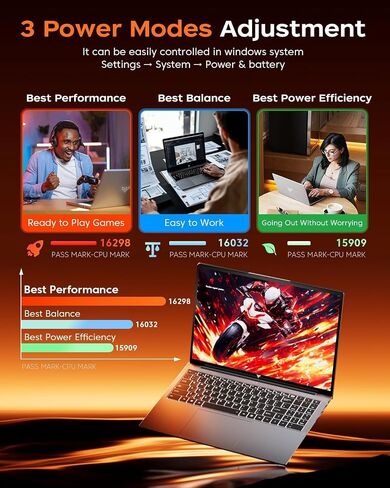 KAIGERR Gaming Laptop, Laptop with AMD Ryzen 7430U(Up to 4.3GHz), 16GB DDR4 512GB SSD Laptop Computer, 1920P FHD Display, WiFi 6, USB3.2, Type_C, Webcam Cover Slide in Saudi Arabia