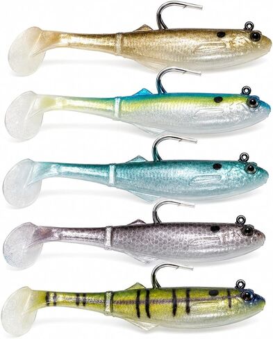Bass Fishing Lures, Pre-Rigged Paddle Tail Swimbait, 3.5" 3/8 OZ in Kuwait