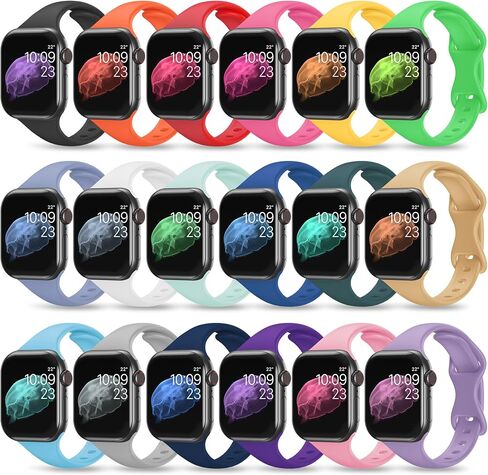 18 Pack Slim Bands Compatible with Apple Watch Band 49mm 46mm 45mm 44mm 42mm(Series 3/2/1) for Women Men, Sport Silicone Thin Strap for iWatch Series Ultra 11 10 9 8 SE 7 6 5 4 3 2 1 in Kuwait