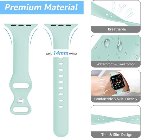 18 Pack Slim Bands Compatible with Apple Watch Band 49mm 46mm 45mm 44mm 42mm(Series 3/2/1) for Women Men, Sport Silicone Thin Strap for iWatch Series Ultra 11 10 9 8 SE 7 6 5 4 3 2 1 in Kuwait