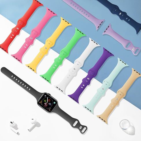 18 Pack Slim Bands Compatible with Apple Watch Band 49mm 46mm 45mm 44mm 42mm(Series 3/2/1) for Women Men, Sport Silicone Thin Strap for iWatch Series Ultra 11 10 9 8 SE 7 6 5 4 3 2 1 in Kuwait