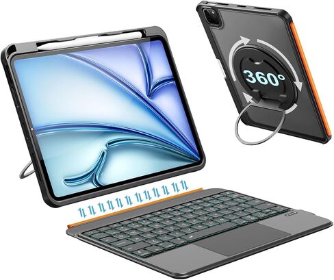 Keyboard Case for iPad Air 11 inch (M4/M3/M2, 2026/2025/2024), Air 5/4th Gen 10.9" & Pro 11, Detachable Wireless Keyboard, Backlit,120 Metal Stand, Trackpad, Stylus Holder, Sleek for A16 11/10th(Gray) in Saudi Arabia