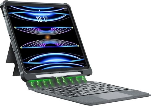 حافظة لوحة مفاتيح WIWU iPad لجهاز iPad Air 11 2024(M2)، iPad Air الجيل الخامس/الرابع، حافظة قابلة للفصل مع دعم رأسي، حامل أقلام، لوحة تتبع، 7 ألوان خلفية in Kuwait